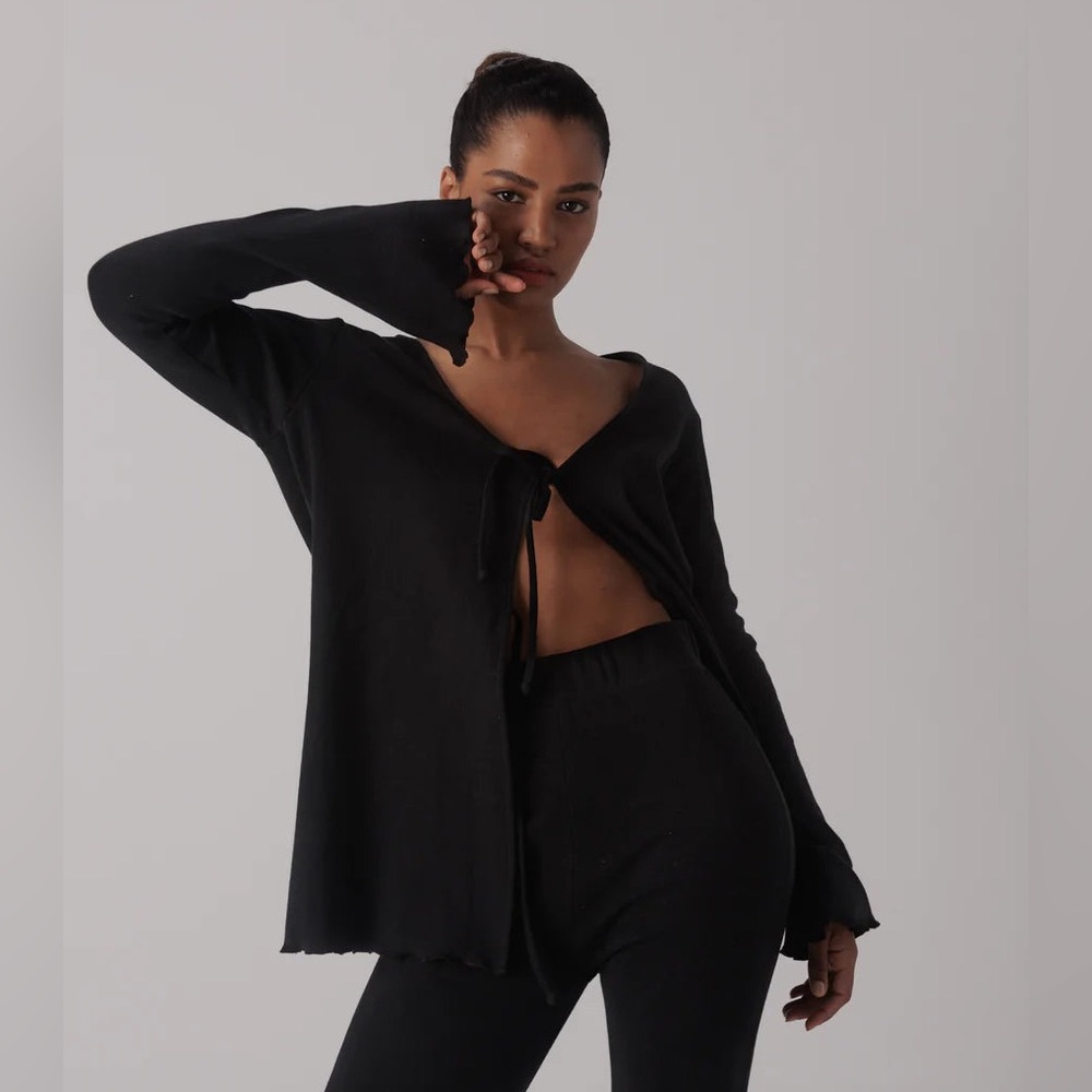 Boheme Goods Y2K Tie Black Cardigan Top
